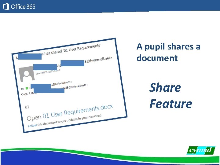 A pupil shares a document Share Feature 