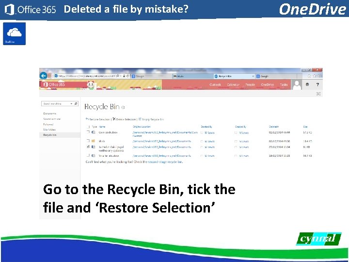 Deleted a file by mistake? Go to the Recycle Bin, tick the file and