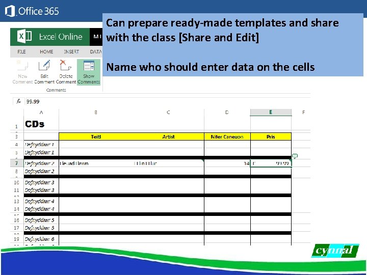 Can prepare ready-made templates and share with the class [Share and Edit] Name who