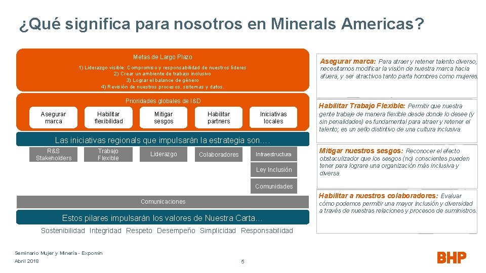 ¿Qué significa para nosotros en Minerals Americas? Metas de Largo Plazo Asegurar marca: Para
