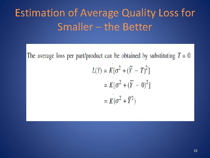 Estimation of Average Quality Loss for Smaller – the Better 15 