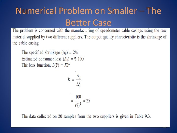 Numerical Problem on Smaller – The Better Case 16 