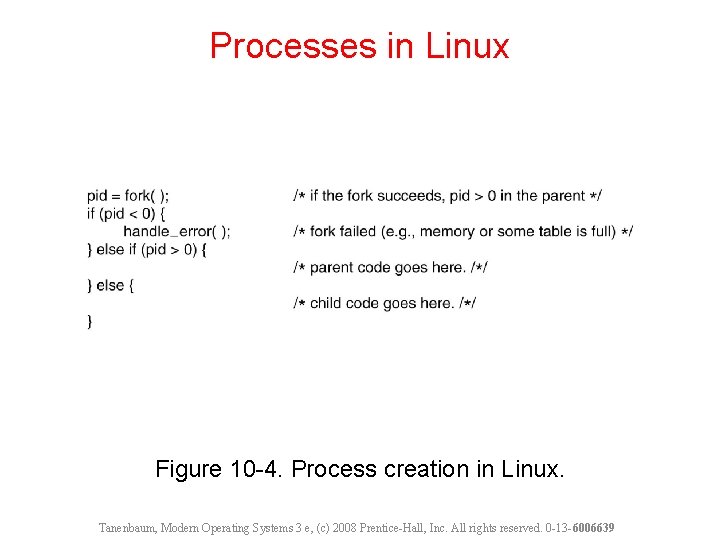 Processes in Linux Figure 10 -4. Process creation in Linux. Tanenbaum, Modern Operating Systems