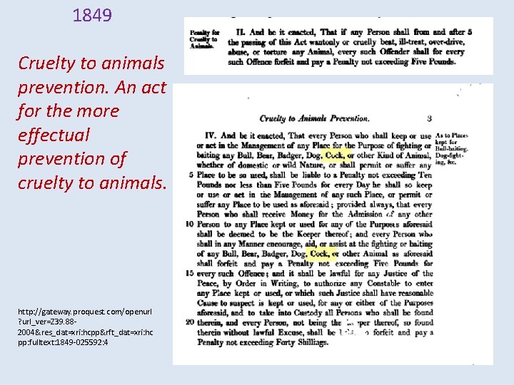 1849 Cruelty to animals prevention. An act for the more effectual prevention of cruelty