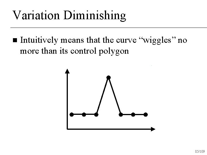 Variation Diminishing n Intuitively means that the curve “wiggles” no more than its control