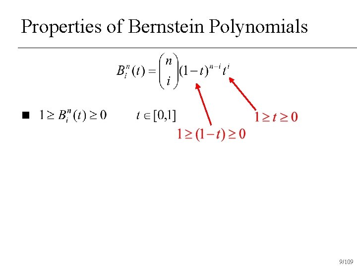 Properties of Bernstein Polynomials n 9/109 