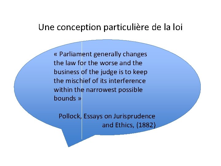 Une conception particulière de la loi « Parliament generally changes the law for the