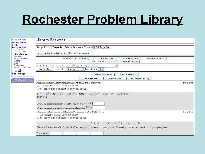 Rochester Problem Library 