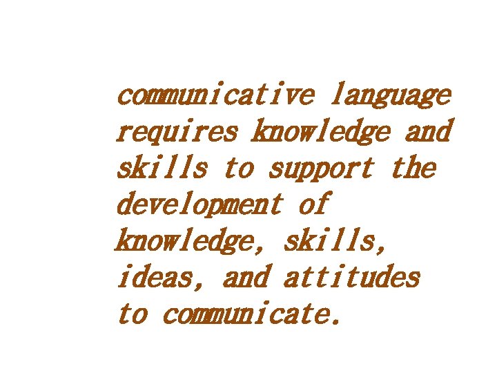 communicative language requires knowledge and skills to support the development of knowledge, skills, ideas,