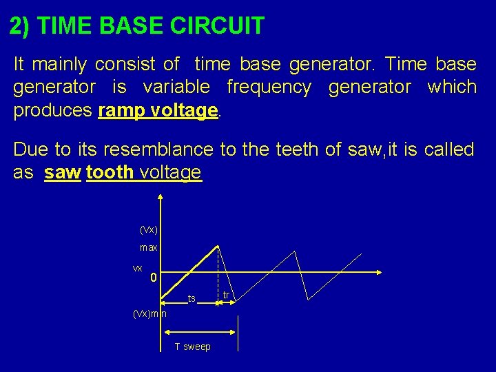 2) TIME BASE CIRCUIT It mainly consist of time base generator. Time base generator