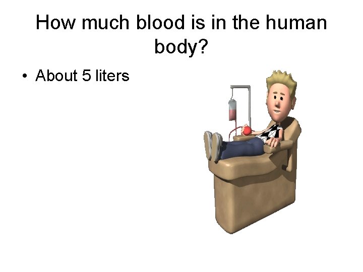 How much blood is in the human body? • About 5 liters 