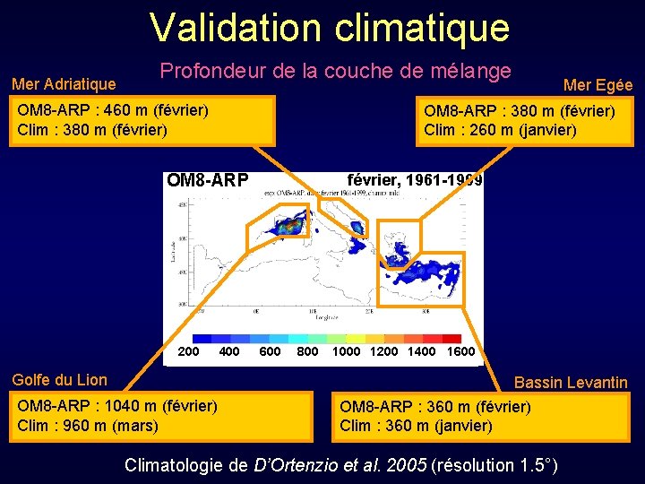 Validation climatique Mer Adriatique Profondeur de la couche de mélange OM 8 -ARP :