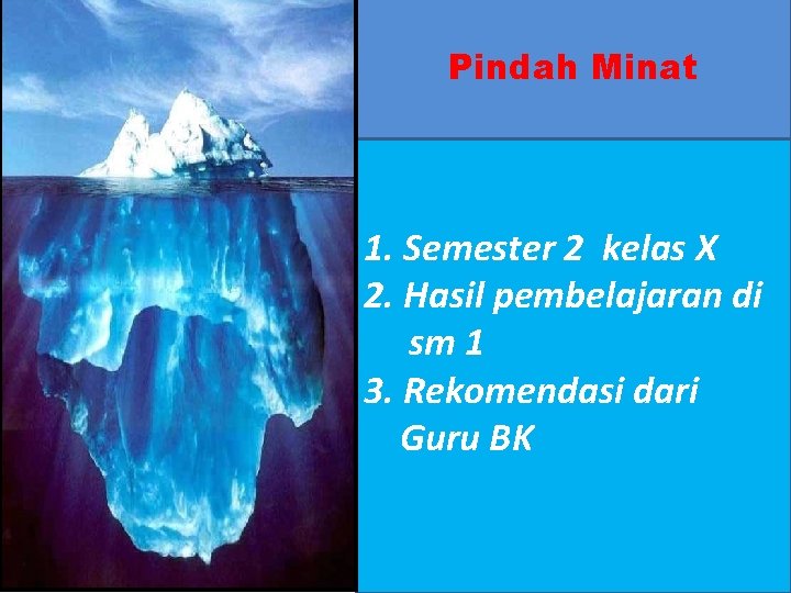 Pindah Minat 1. Semester 2 kelas X 2. Hasil pembelajaran di sm 1 3.