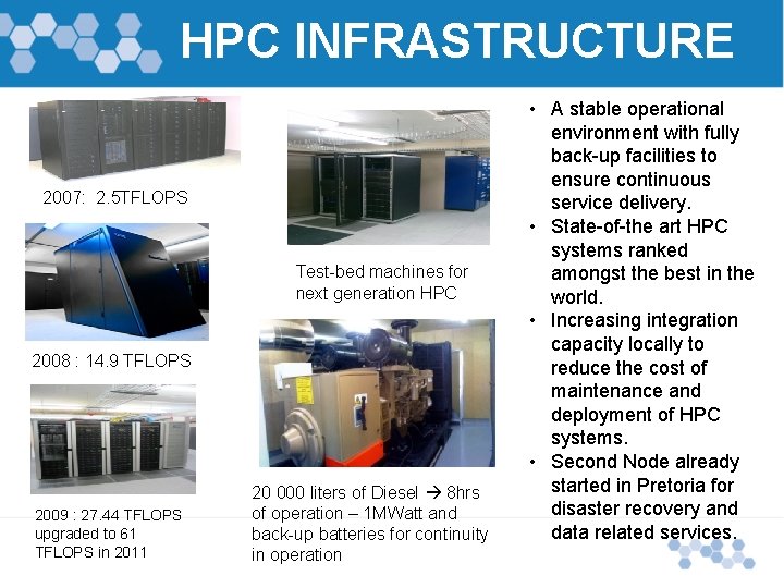 HPC INFRASTRUCTURE 2007: 2. 5 TFLOPS Test-bed machines for next generation HPC 2008 :