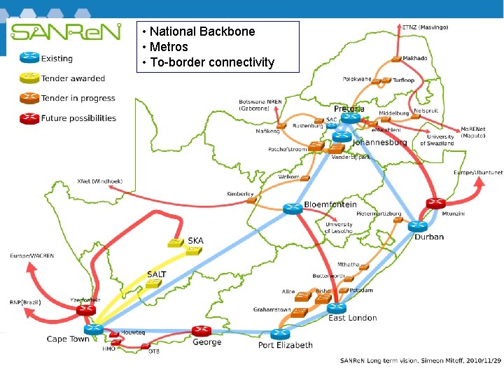  • National Backbone • Metros • To-border connectivity 