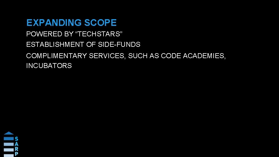 EXPANDING SCOPE POWERED BY “TECHSTARS” ESTABLISHMENT OF SIDE-FUNDS COMPLIMENTARY SERVICES, SUCH AS CODE ACADEMIES,