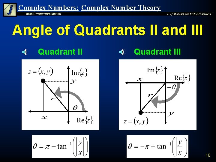 Complex Numbers: Complex Number Theory Angle of Quadrants II and III Quadrant III 18