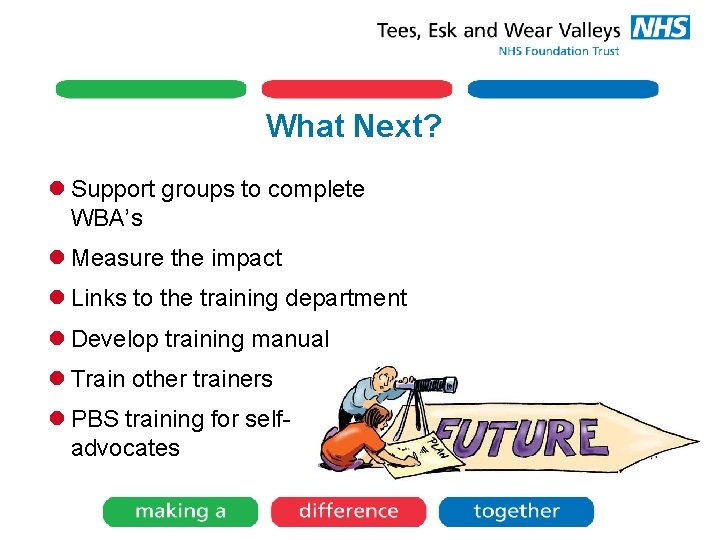 What Next? l Support groups to complete WBA’s l Measure the impact l Links
