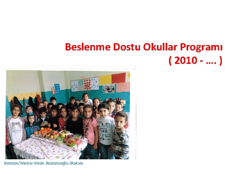 Beslenme Dostu Okullar Programı ( 2010 - …. ) Batman/Merkez Metin Bostancıoğlu İlkokulu 