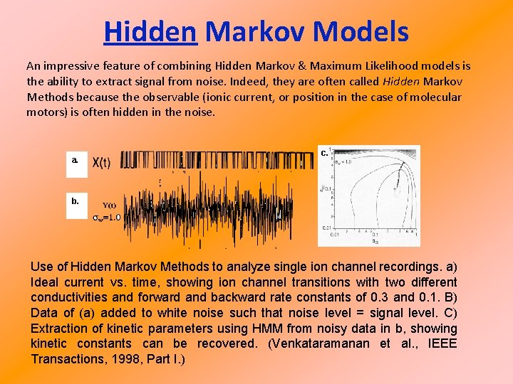 Hidden Markov Models An impressive feature of combining Hidden Markov & Maximum Likelihood models