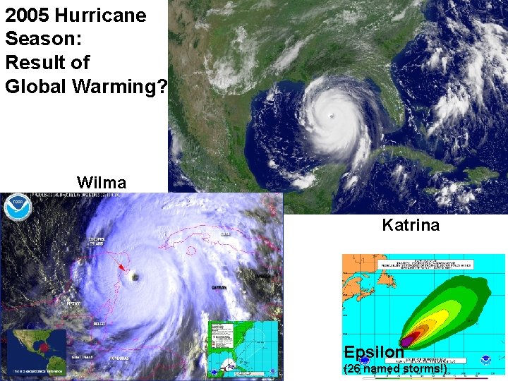 2005 Hurricane Season: Result of Global Warming? Wilma Katrina Epsilon (26 named storms!) 