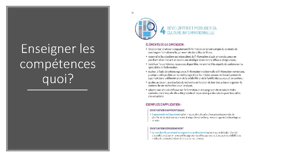 Enseigner les compétences quoi? 