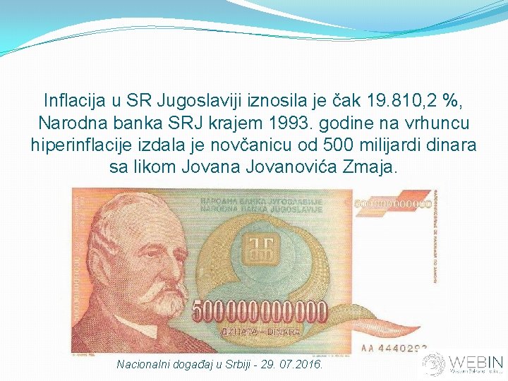Inflacija u SR Jugoslaviji iznosila je čak 19. 810, 2 %, Narodna banka SRJ