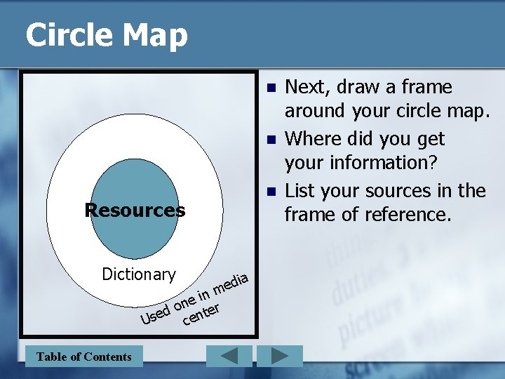 Circle Map n n n Resources Dictionary in e on ter d e Us