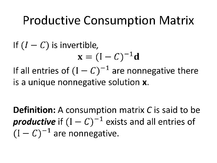 Productive Consumption Matrix • 