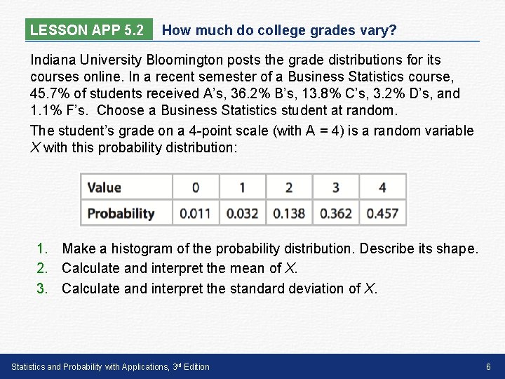 LESSON APP 5. 2 How much do college grades vary? Indiana University Bloomington posts