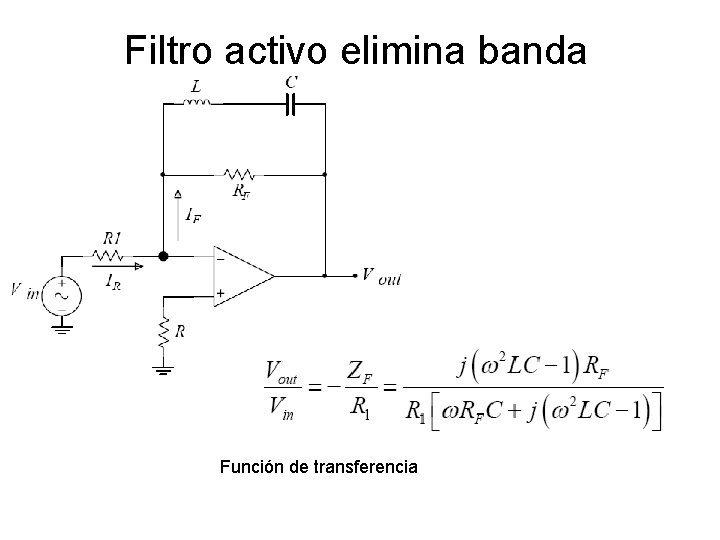 Filtro activo elimina banda Función de transferencia 