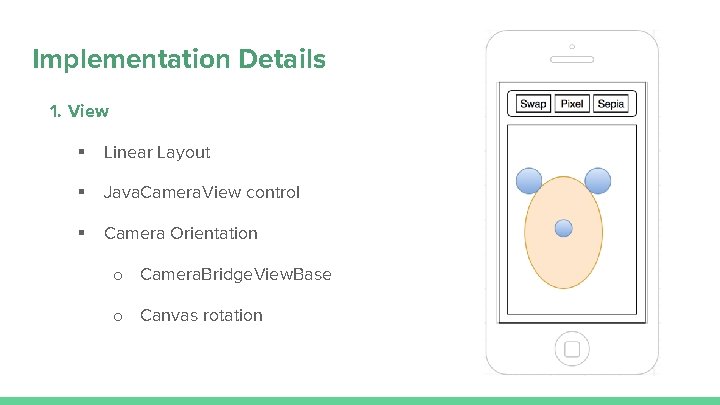Implementation Details 1. View § Linear Layout § Java. Camera. View control § Camera