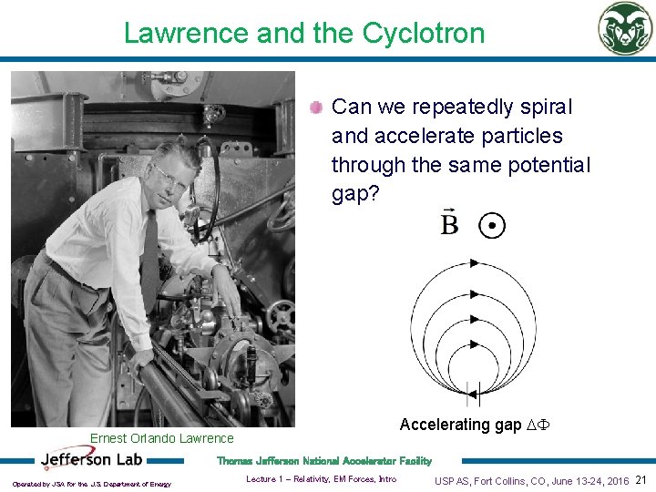 Lawrence and the Cyclotron Can we repeatedly spiral and accelerate particles through the same