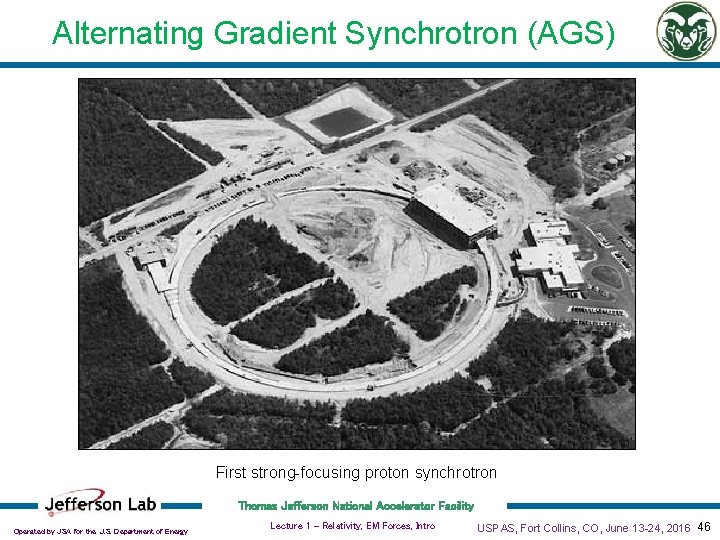 Alternating Gradient Synchrotron (AGS) First strong-focusing proton synchrotron Thomas Jefferson National Accelerator Facility Operated