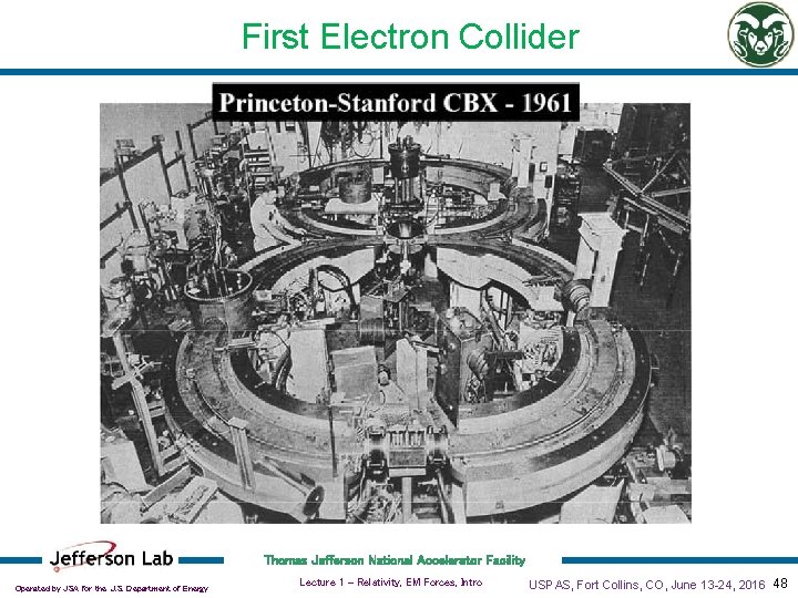 First Electron Collider Thomas Jefferson National Accelerator Facility Operated by JSA for the U.