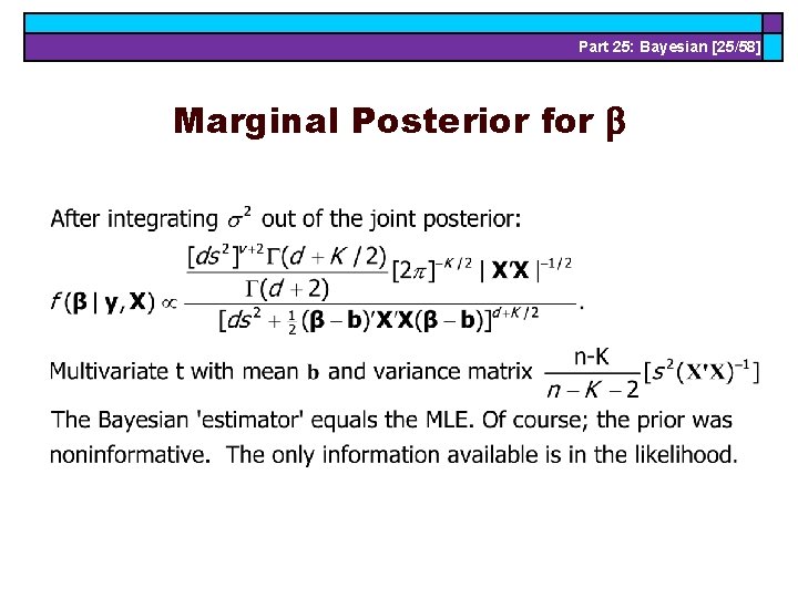 Part 25: Bayesian [25/58] Marginal Posterior for 