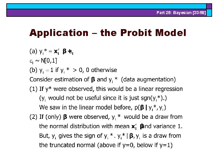 Part 25: Bayesian [33/58] Application – the Probit Model 