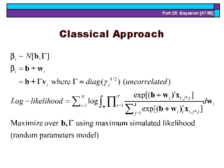 Part 25: Bayesian [47/58] Classical Approach 