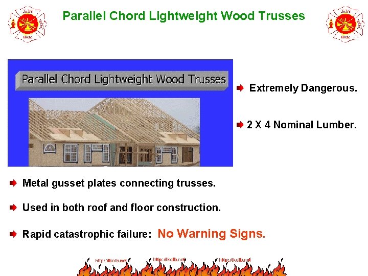 Parallel Chord Lightweight Wood Trusses Extremely Dangerous. 2 X 4 Nominal Lumber. Metal gusset