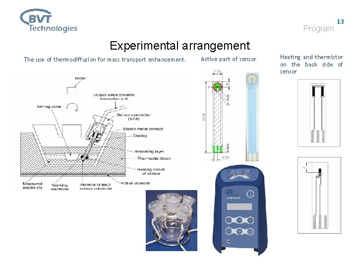 Program 13 Experimental arrangement The use of thermodiffusion for mass transport enhancement. Active part