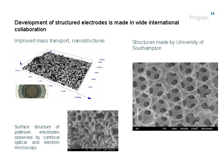 Development of structured electrodes is made in wide international collaboration Improved mass transport, nanostructures
