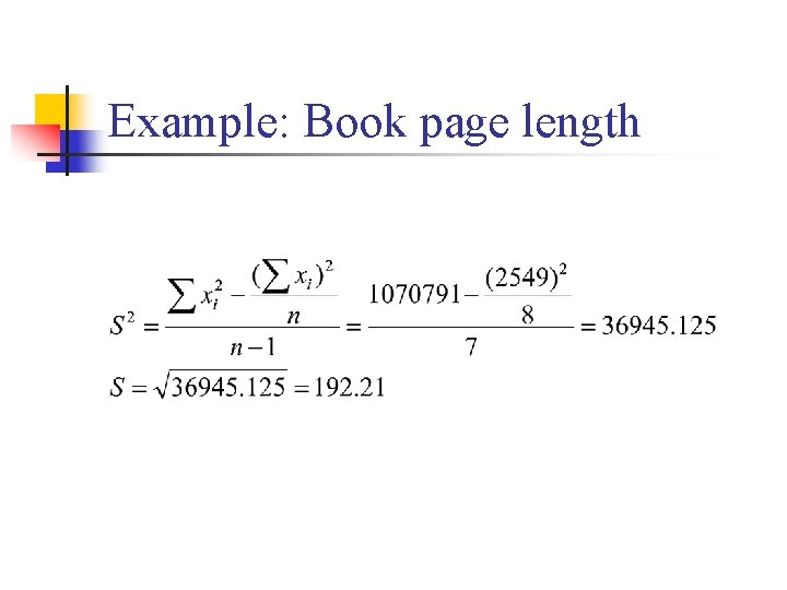 Example: Book page length 
