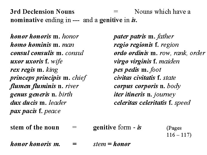 3 rd Declension Nouns = Nouns which have a nominative ending in --- and