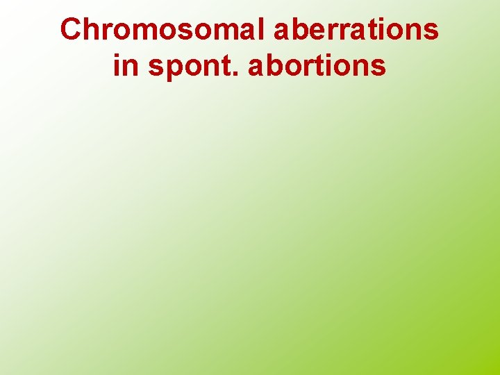 Chromosomal aberrations in spont. abortions 