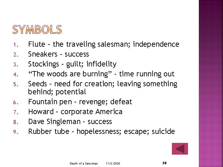 1. 2. 3. 4. 5. 6. 7. 8. 9. Flute – the traveling salesman;