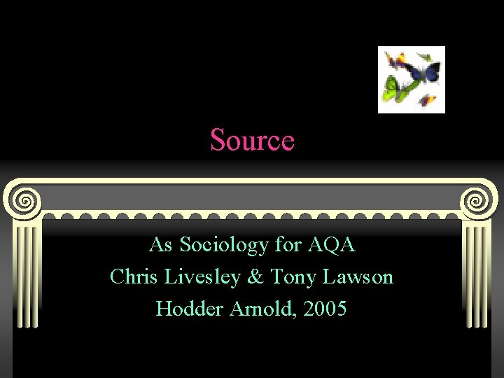 Source As Sociology for AQA Chris Livesley & Tony Lawson Hodder Arnold, 2005 