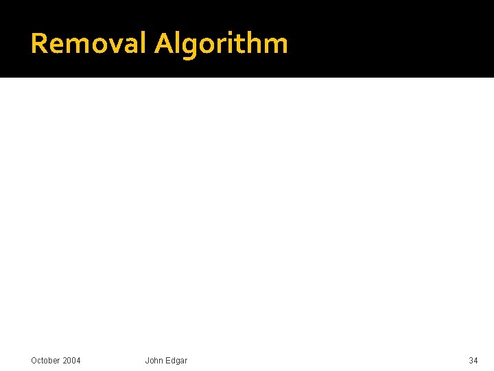 Removal Algorithm October 2004 John Edgar 34 