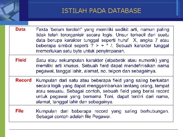 ISTILAH PADA DATABASE 