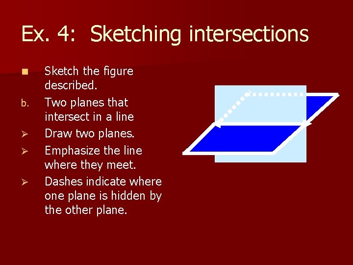 Ex. 4: Sketching intersections n b. Ø Ø Ø Sketch the figure described. Two