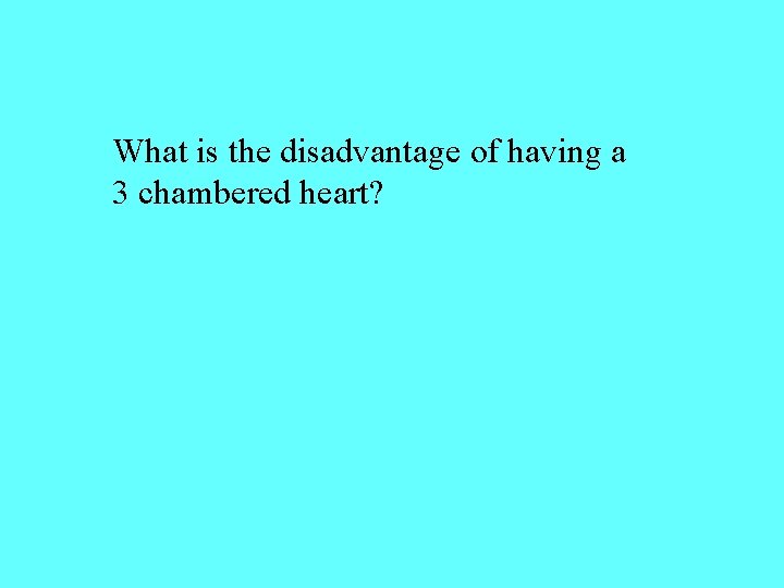 What is the disadvantage of having a 3 chambered heart? 